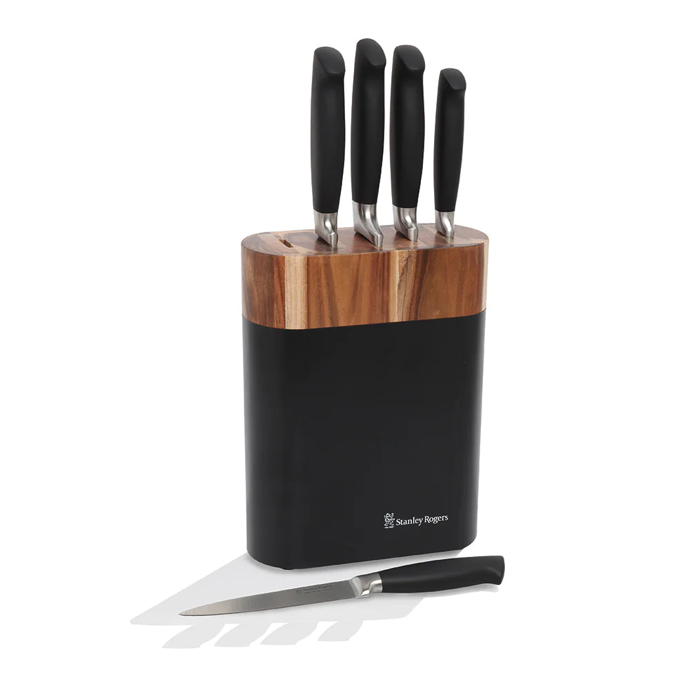 Stanley Rogers Black Oval 6pc Knife Block Set