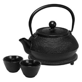 Avanti Hobnail Teapot Set w/ Cups 800ml Black