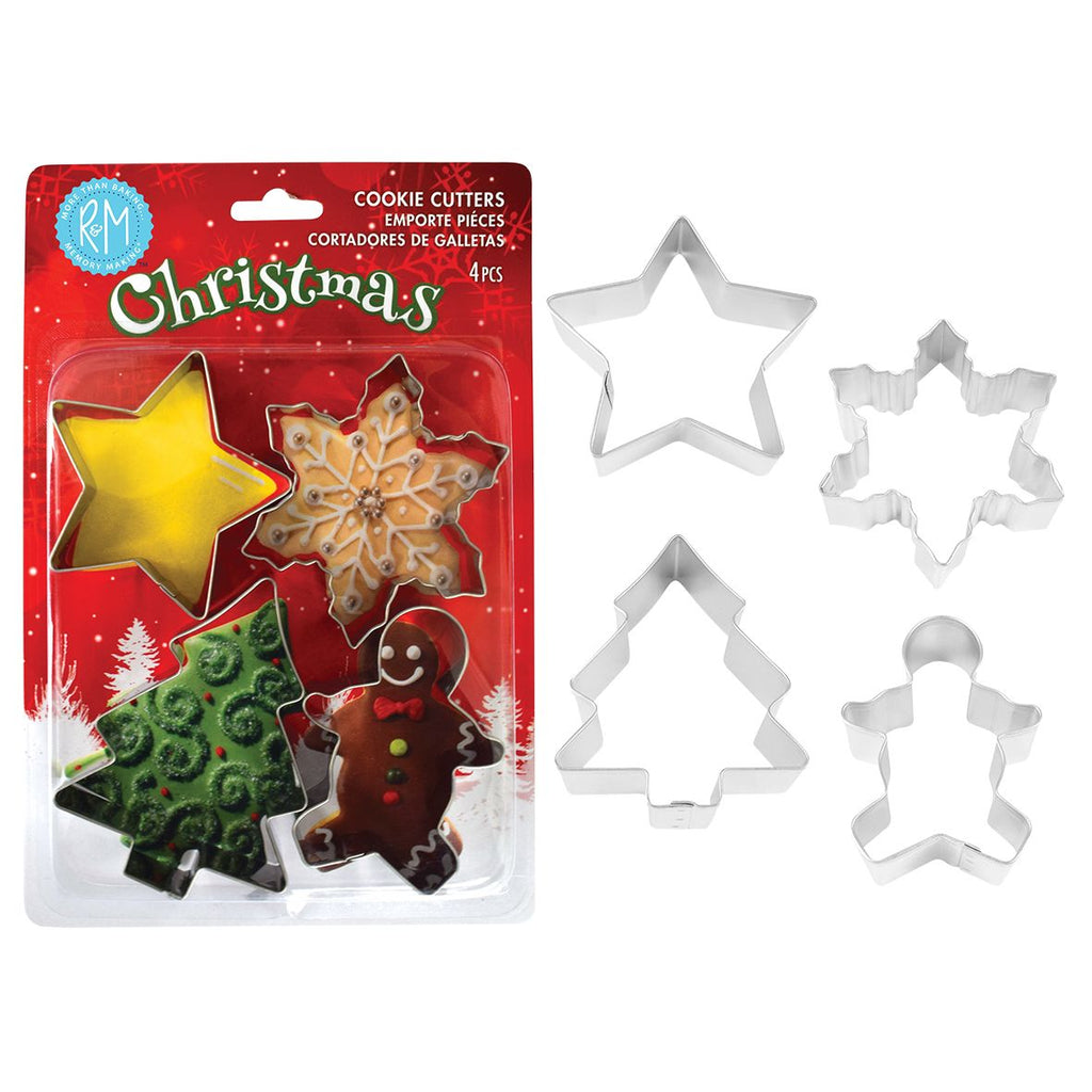 R&M Christmas Cookie Cutters Stainless Steel Set of 4