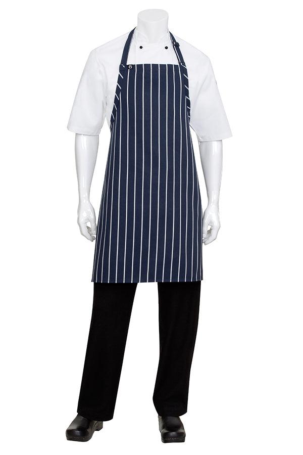 Chef Works Navy/White Stripe Bib Apron