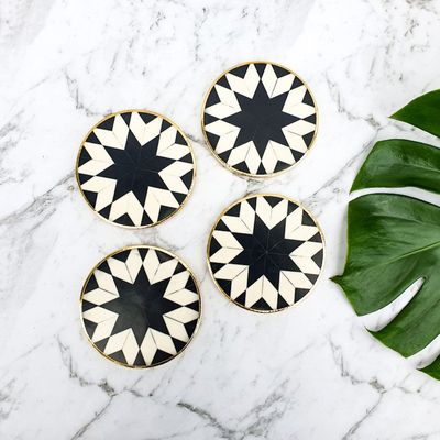 Clinq WHS Coasters Brass Bone Inlay