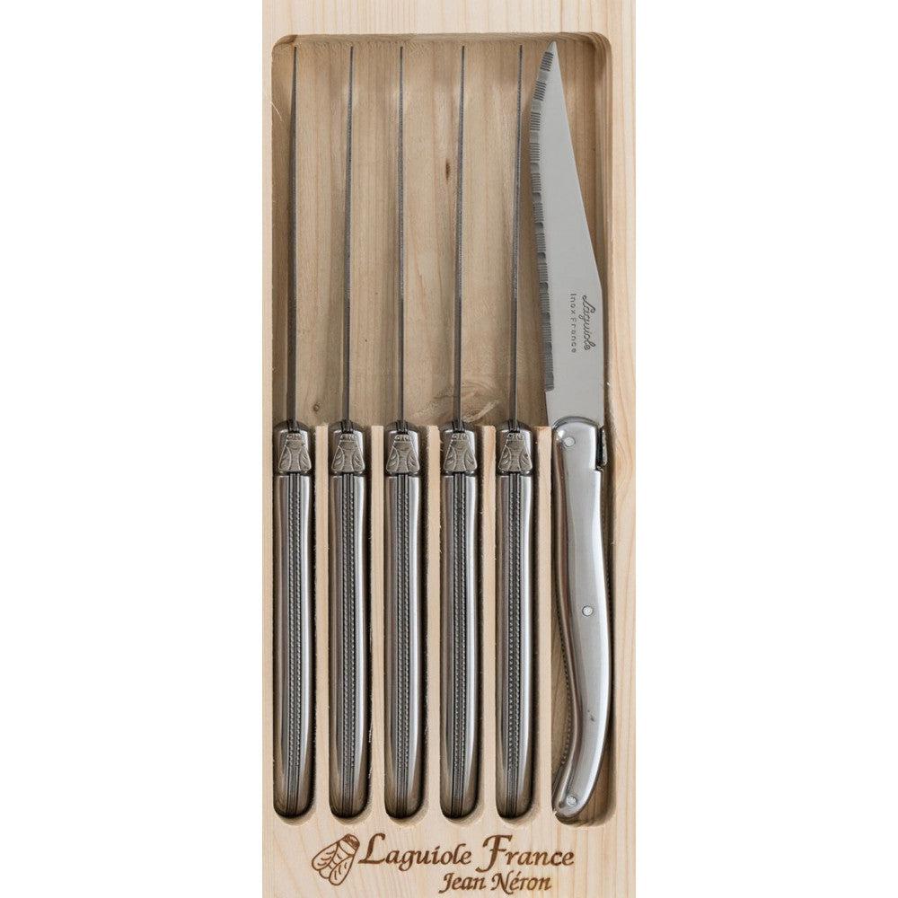 Laguiole Jean Neron 6pc Knives Box - Stainless
